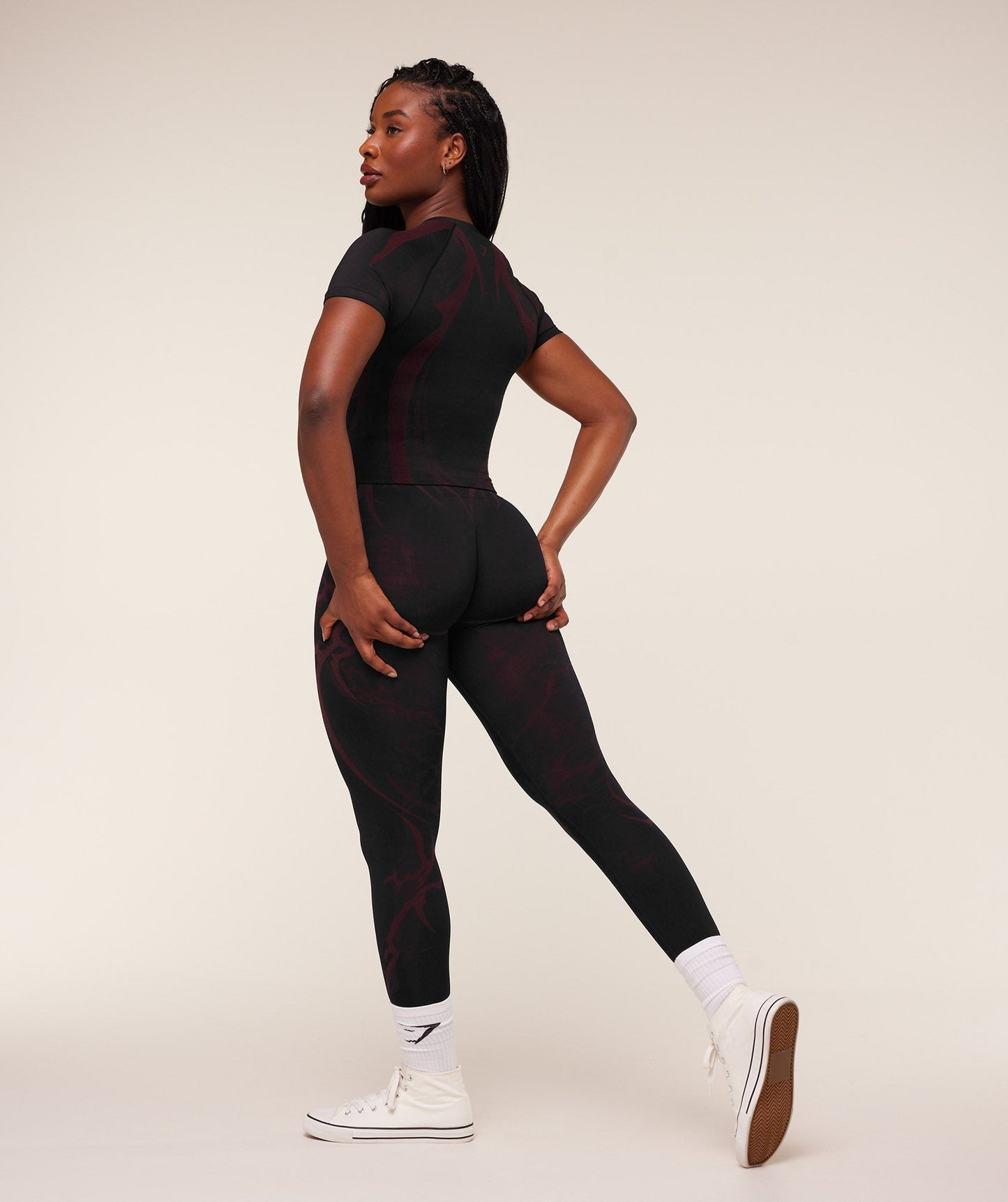 Gymshark Storm Seamless Leggings - Black/Rich Maroon