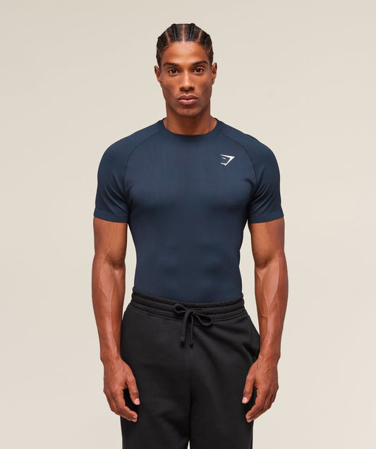 Gymshark Geo Seamless T-Shirt - Navy/Heavy Blue