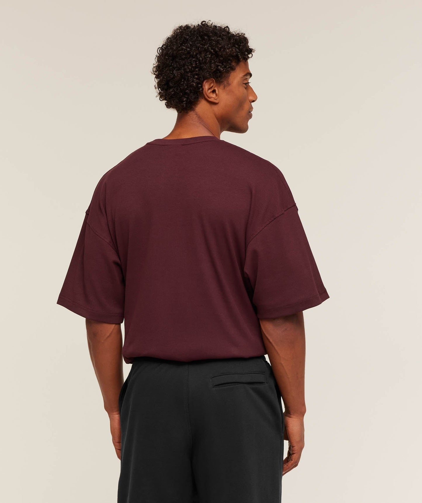 Gymshark Oversized Premium Ribbed T-Shirt - Rich Maroon
