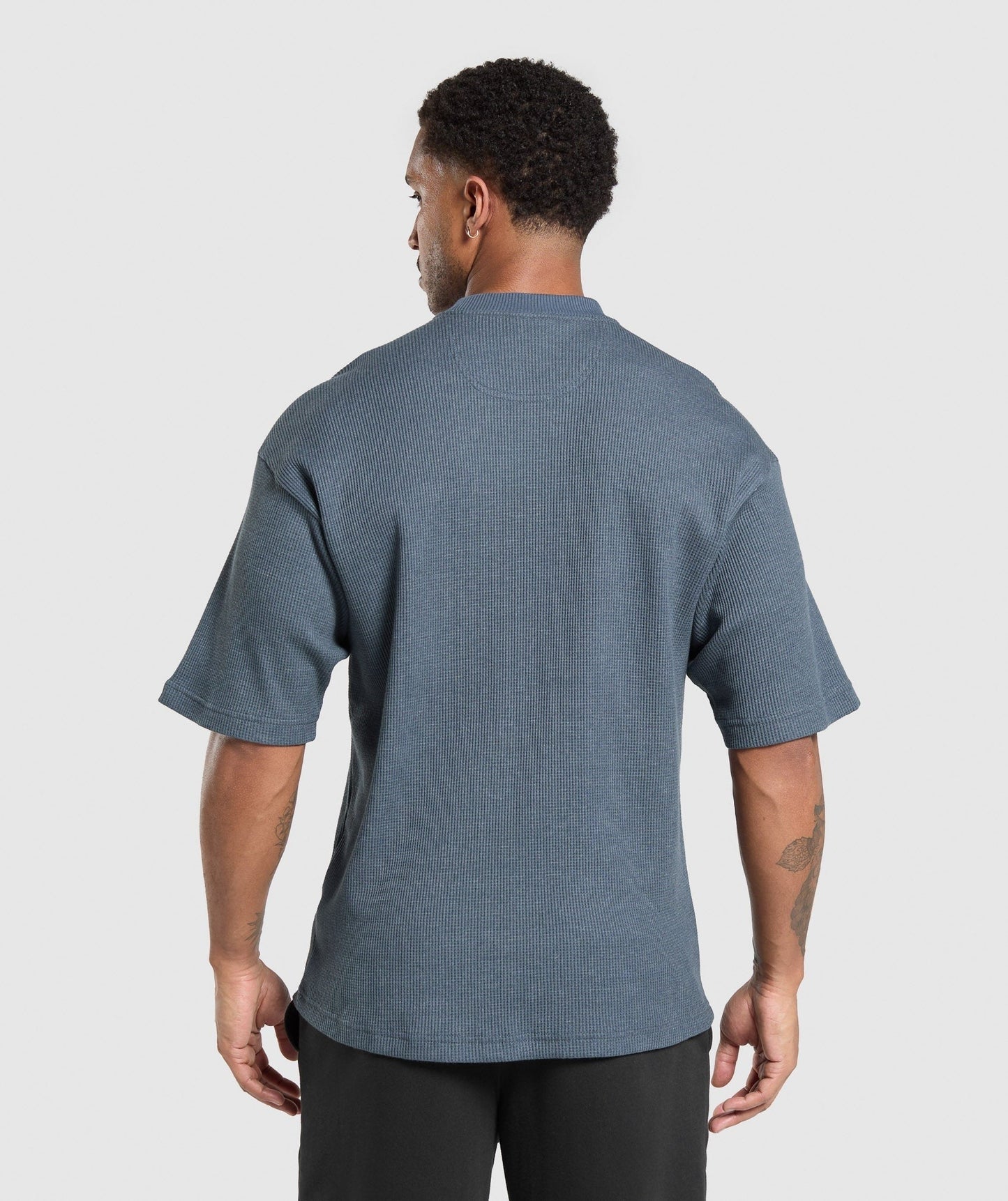 Gymshark Waffle Oversized T-Shirt - Titanium Blue