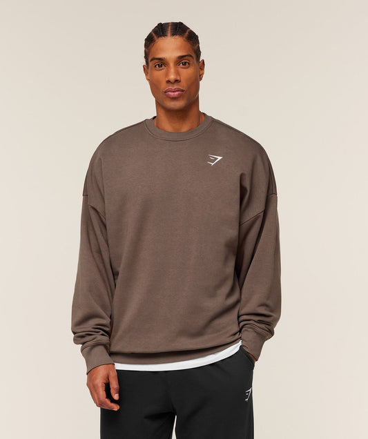 Gymshark Oversized Crest Crew - Soft Brown