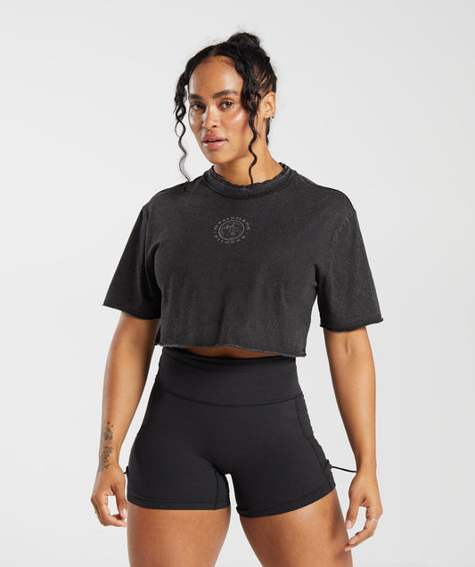 Gymshark Legacy Washed Crop Top - Black