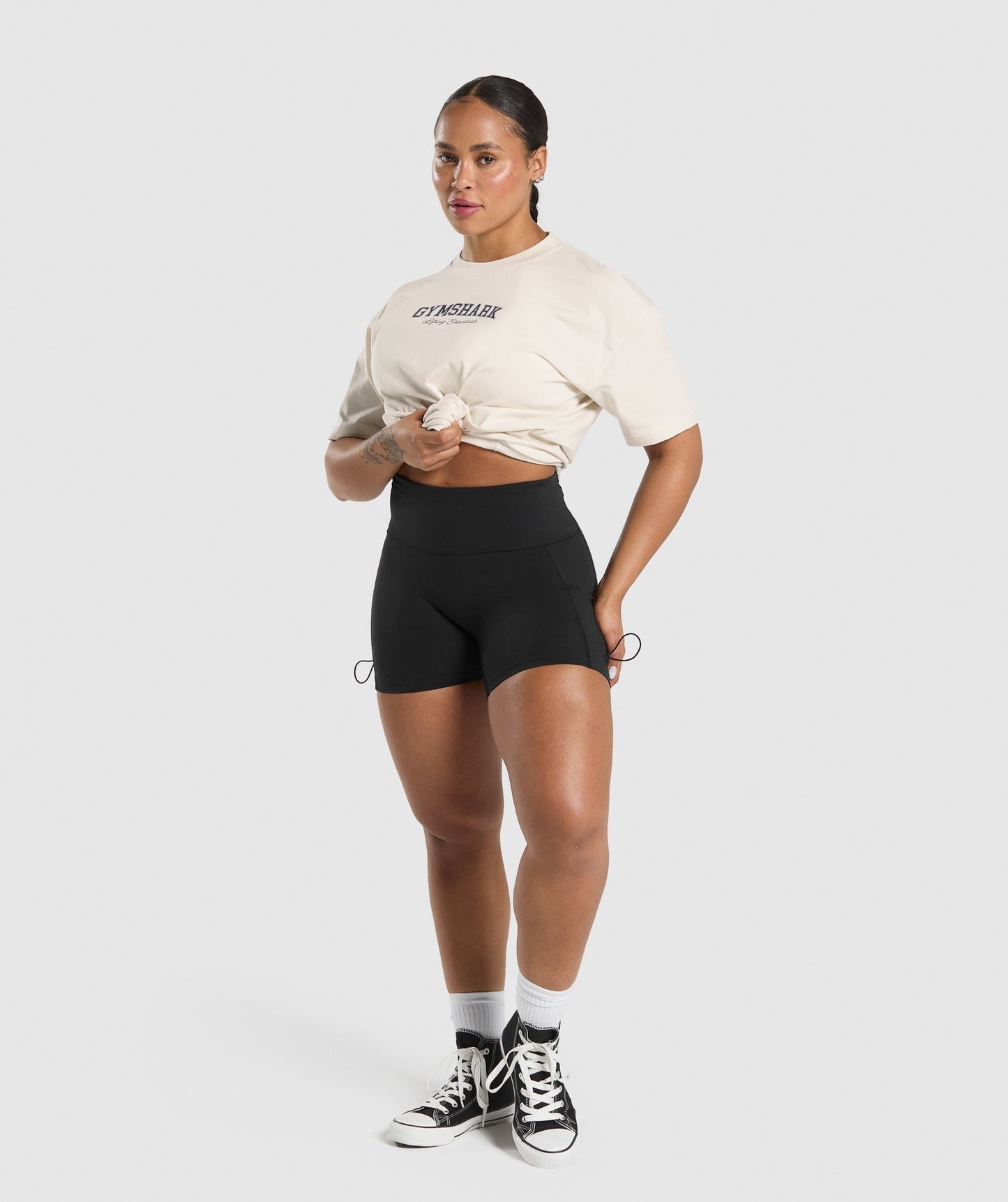 Gymshark Lifting Essentials Graphic Oversized T-Shirt - Oat White