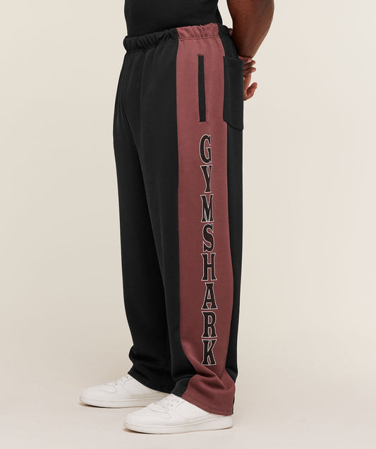 Gymshark Straight Leg Tracksuit Pant - Black/Burgundy Brown