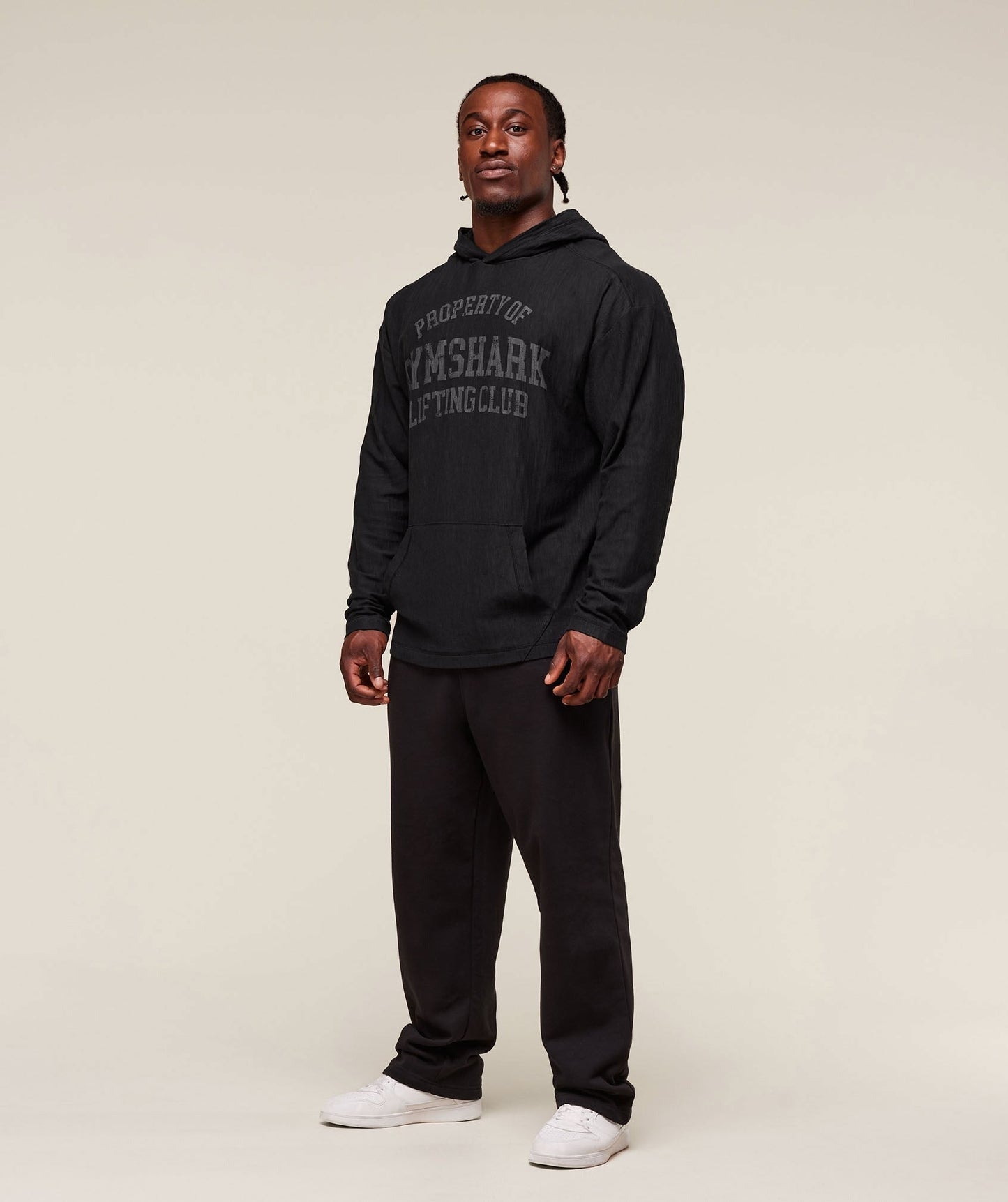 Gymshark Lightweight Slub Textured Hoodie - Black