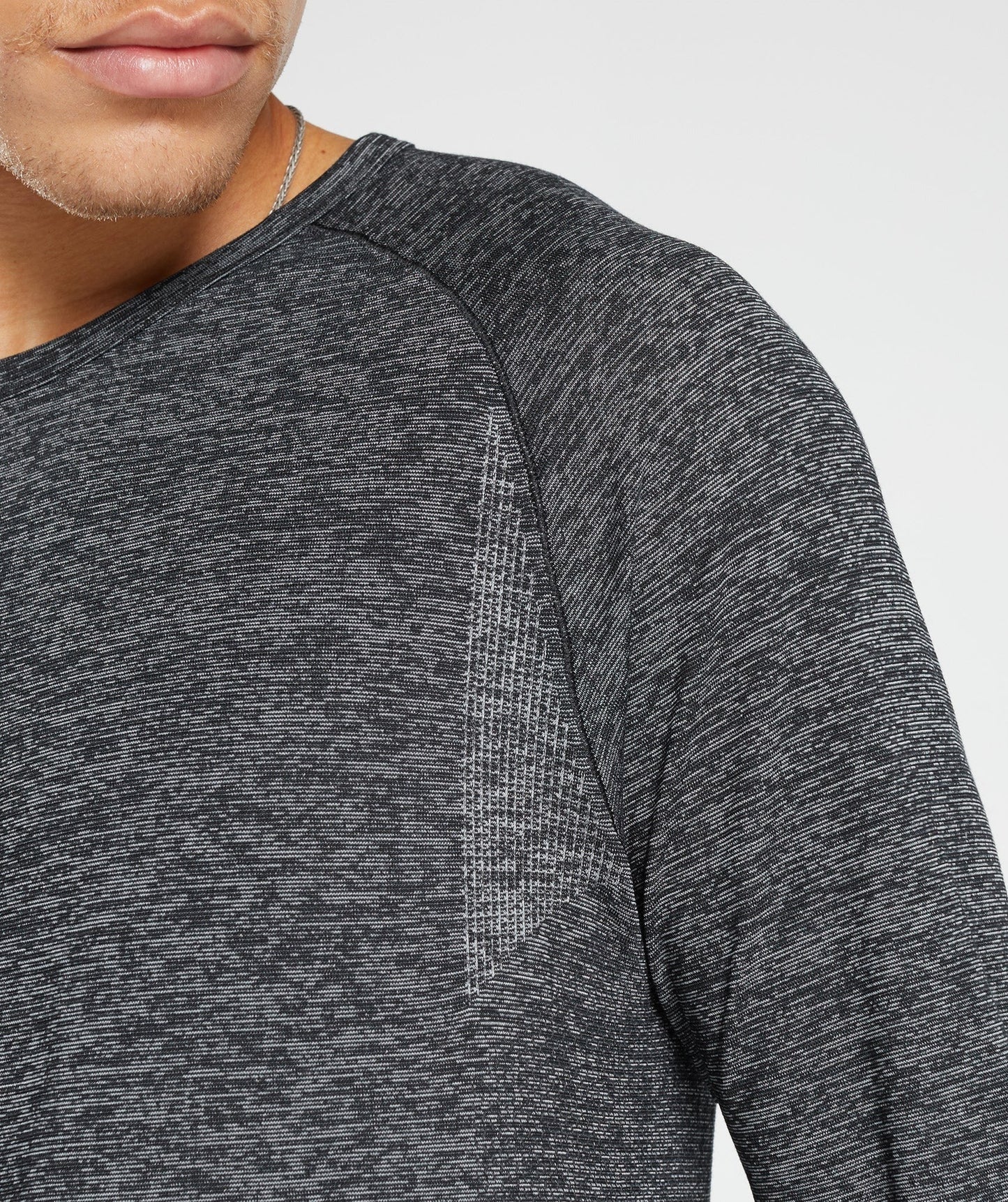 Gymshark Retake Seamless Long Sleeve T-Shirt - Black/White Marl