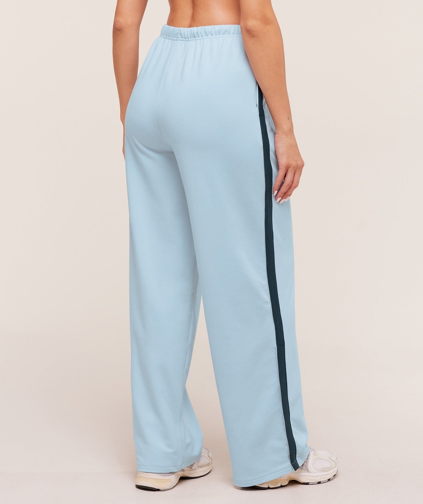 Gymshark Retro Stripe Snap Pants - Smoke Blue/Deep Petrol Blue