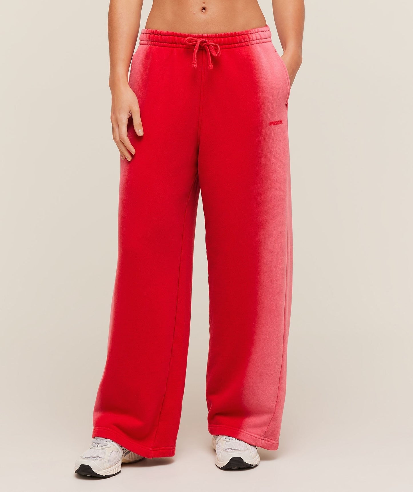 Gymshark Pump Washed Straight Leg Joggers - Carmine Red/Soft White