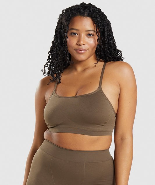 Gymshark Seamless Scoop Neck Bralette - Walnut Brown