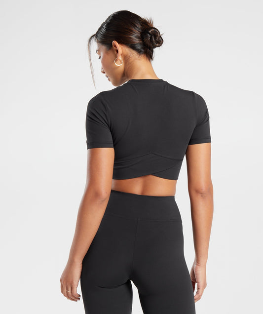 Gymshark Crossover Crop Top - Black