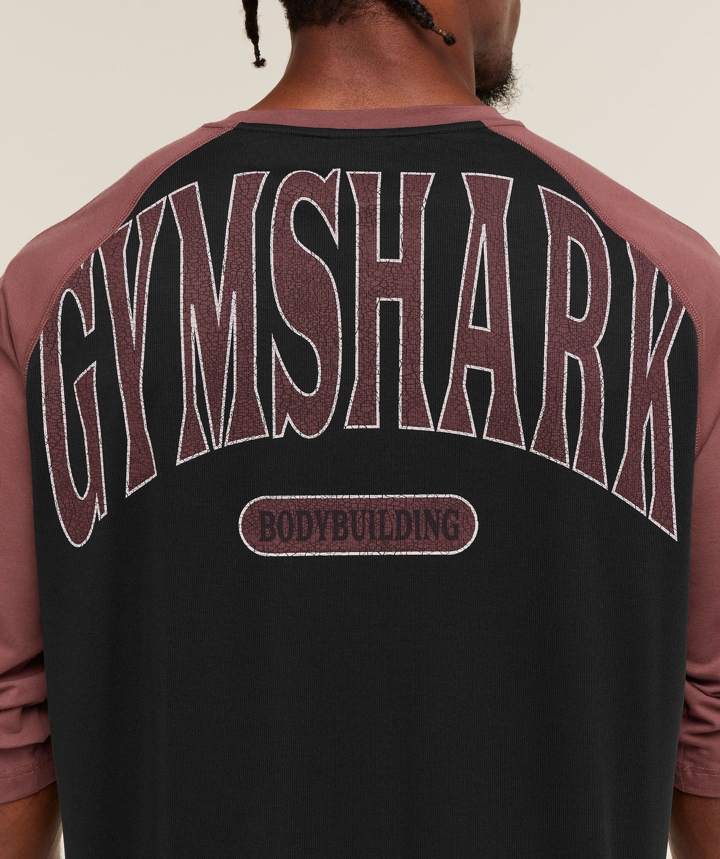 Gymshark 1/3 LS Graphic T-Shirt - Black/Burgundy Brown