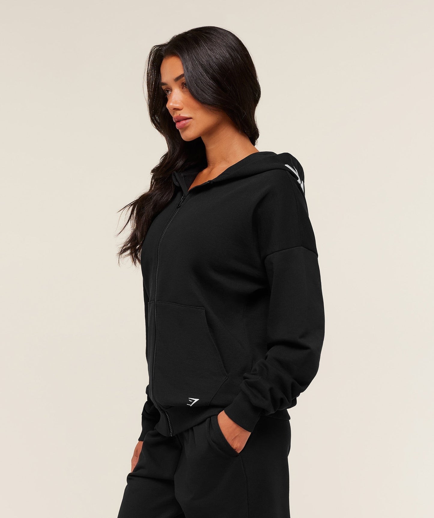 Gymshark Embroidered Zip Up Hoodie - Black