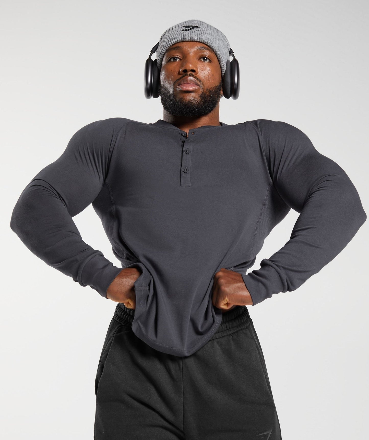 Gymshark Rest Day Essentials Henley - Onyx Grey