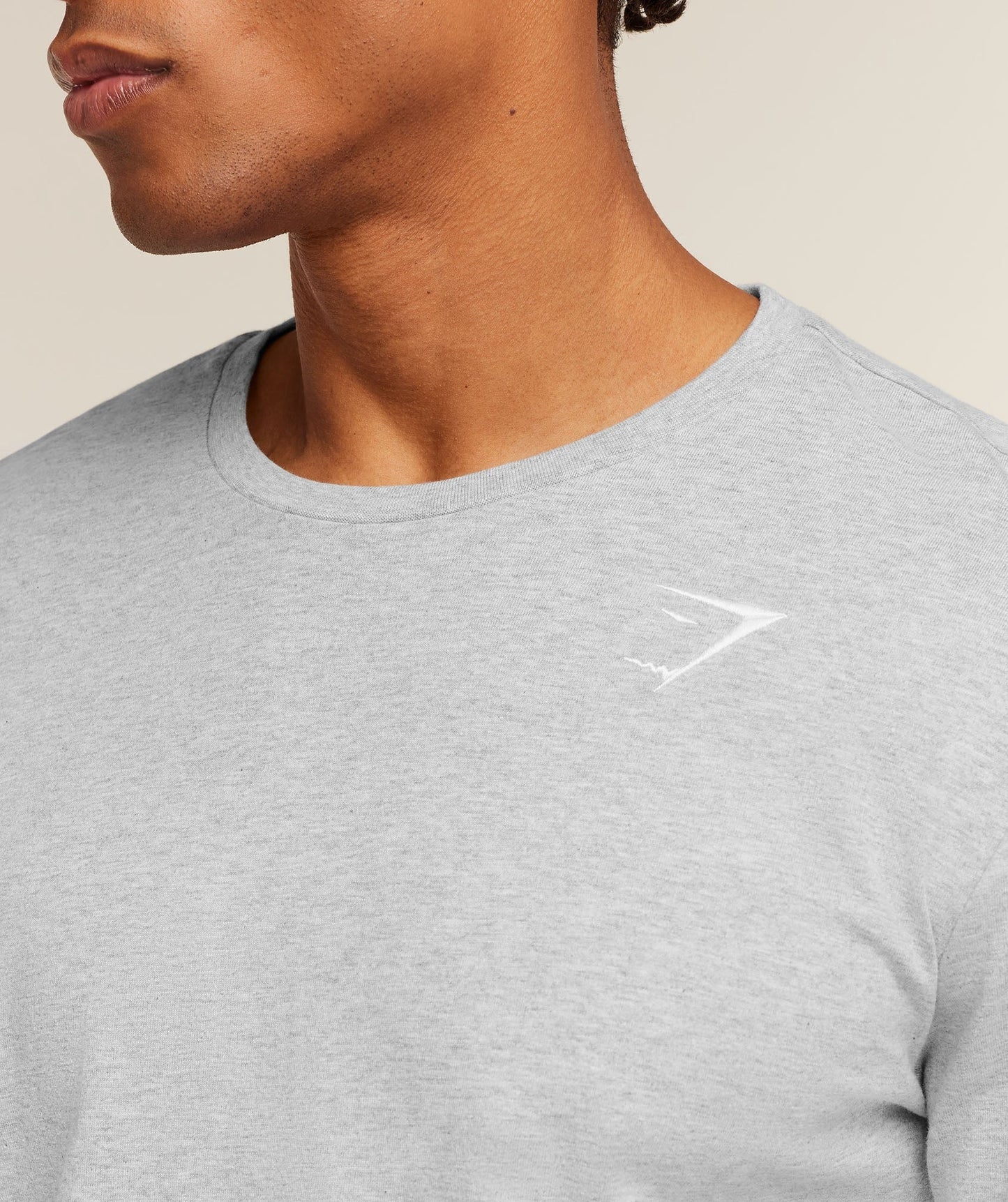 Gymshark Crest Long Sleeve T-Shirt - Light Grey Marl