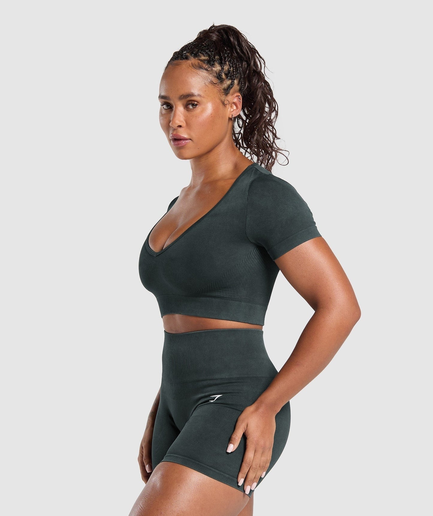 Gymshark Gains Seamless Washed Crop Top - Black