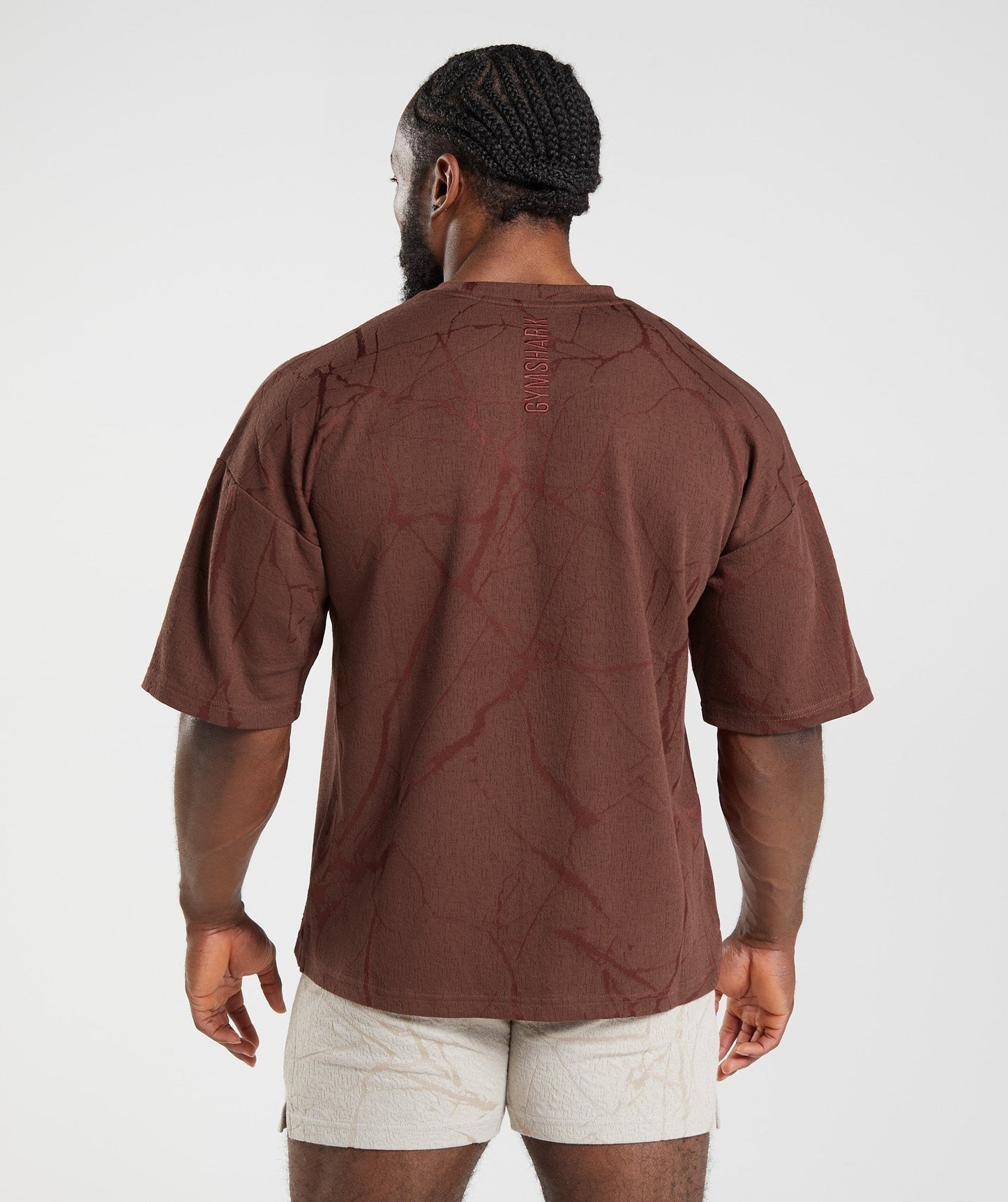 Gymshark Power Short Sleeve Crew - Cherry Brown Print