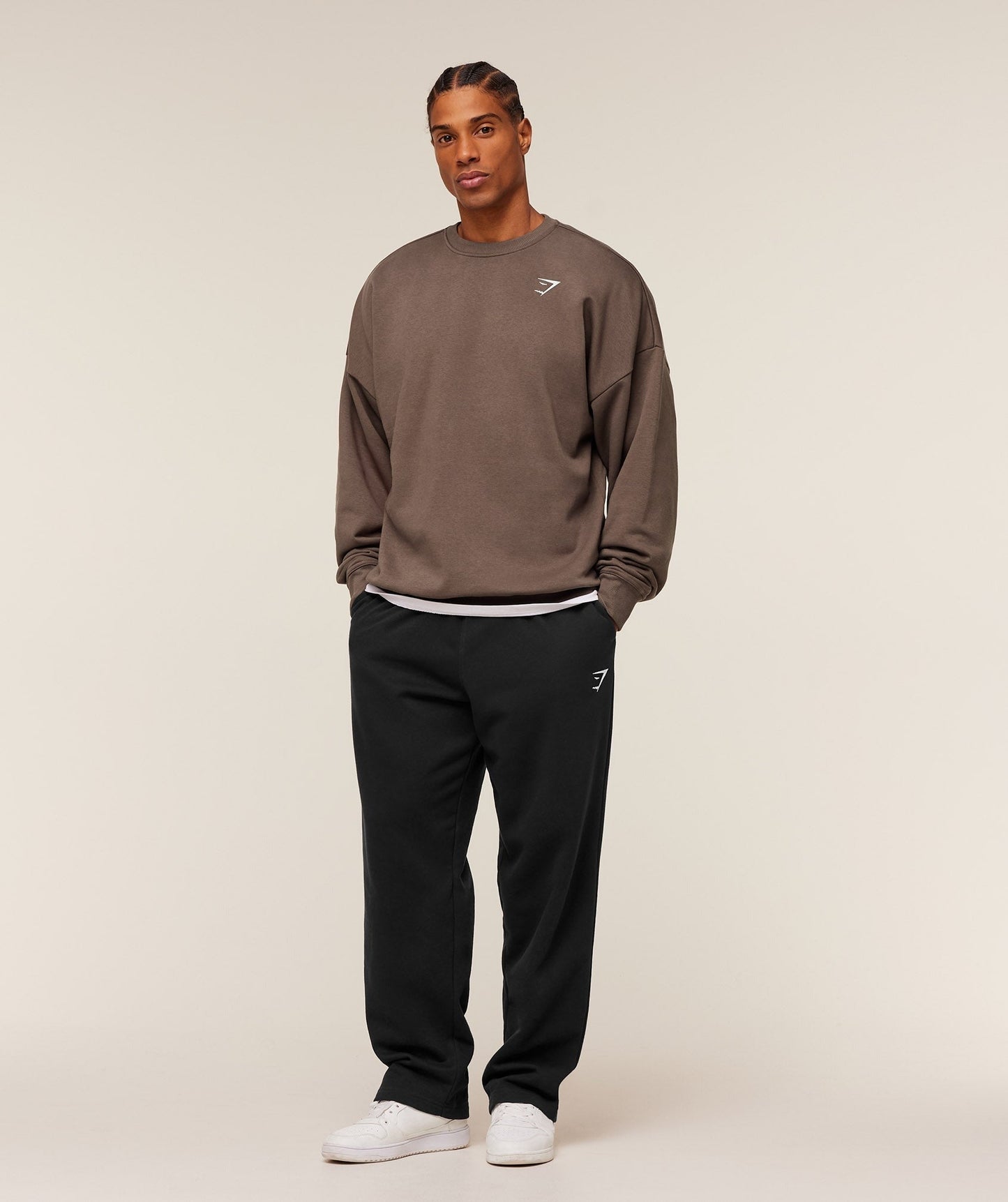 Gymshark Oversized Crest Crew - Soft Brown