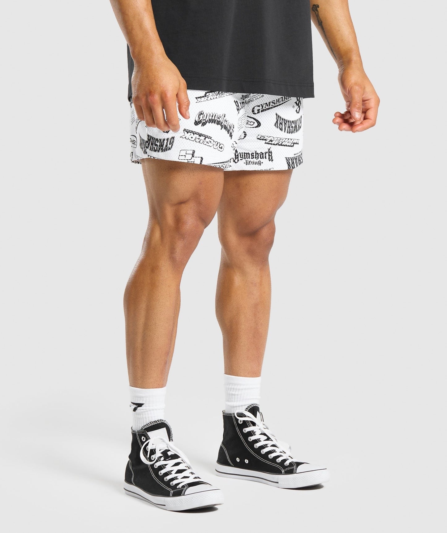 Gymshark Logomania Mesh 5" Shorts - Black