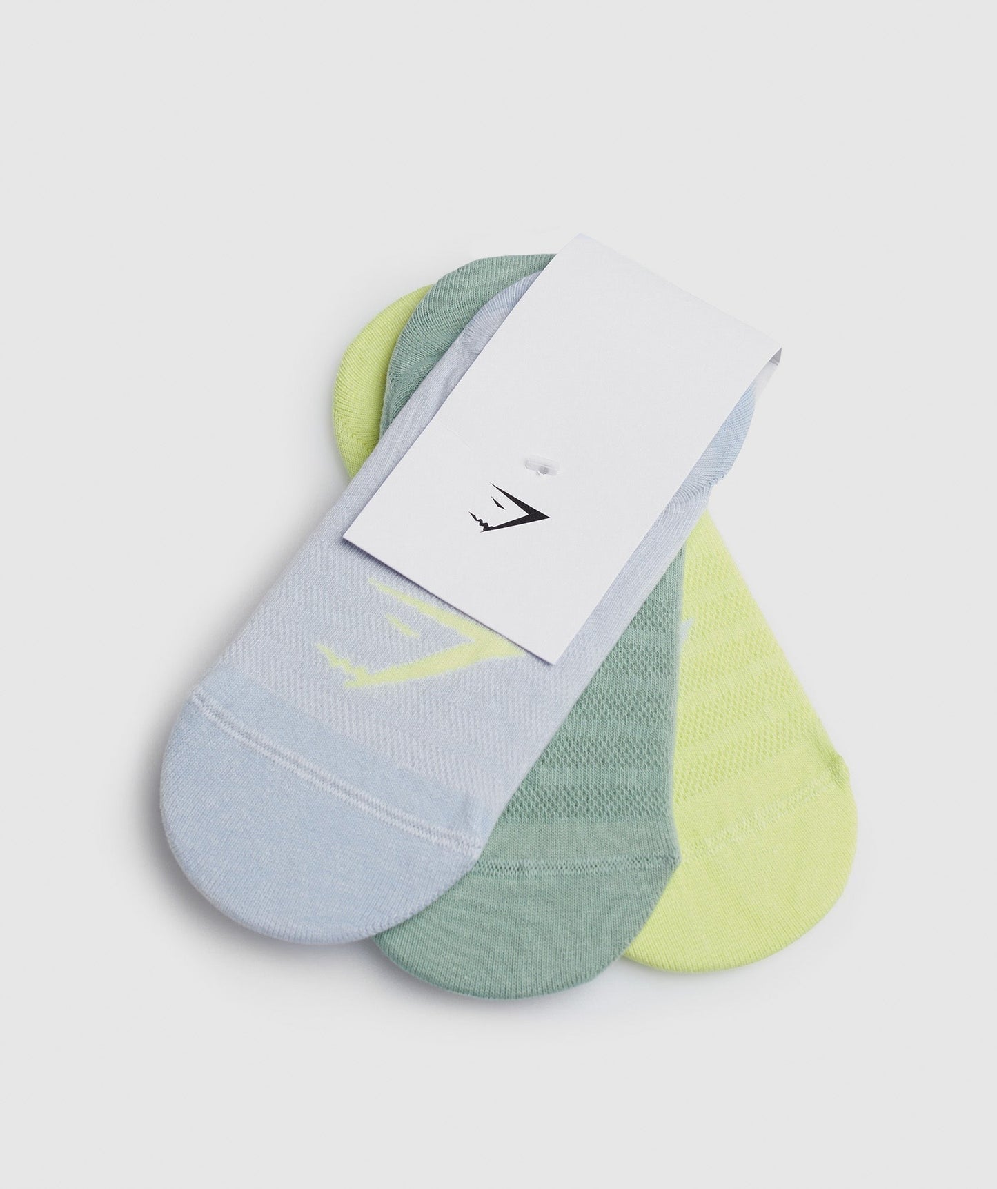 Gymshark No Show Socks 3pk - Grey/Green/Green