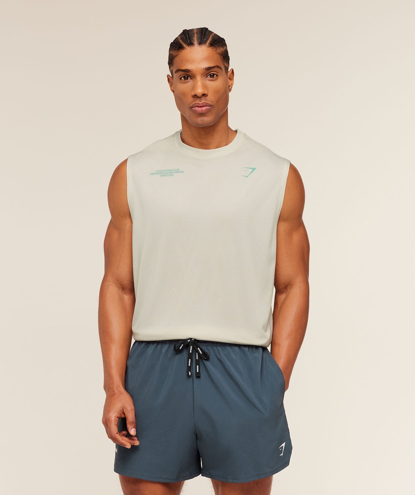 Gymshark Conditioning Club Washed Tank - Soft White/Pop Turquoise/Wash