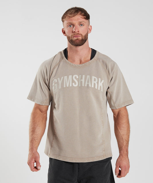 Gymshark Power Washed Rag Top - Cement Brown