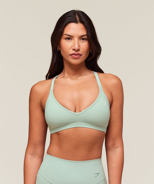 Gymshark Cotton Blend Racerback Sports Bra - Morning Blue