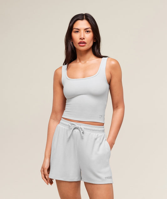 Gymshark Waffle Cropped Tank - Light Grey