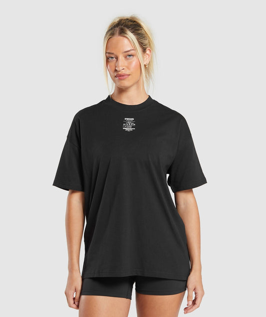 Gymshark Care Label Graphic Oversized T-Shirt - Black