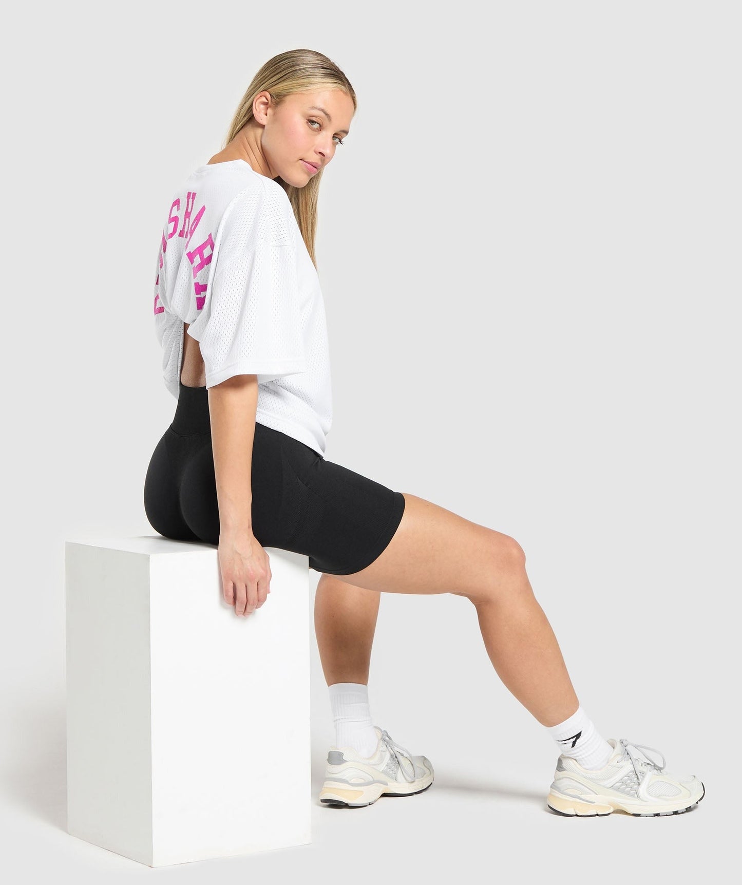 Gymshark Mesh Graphic Oversized T-Shirt - White