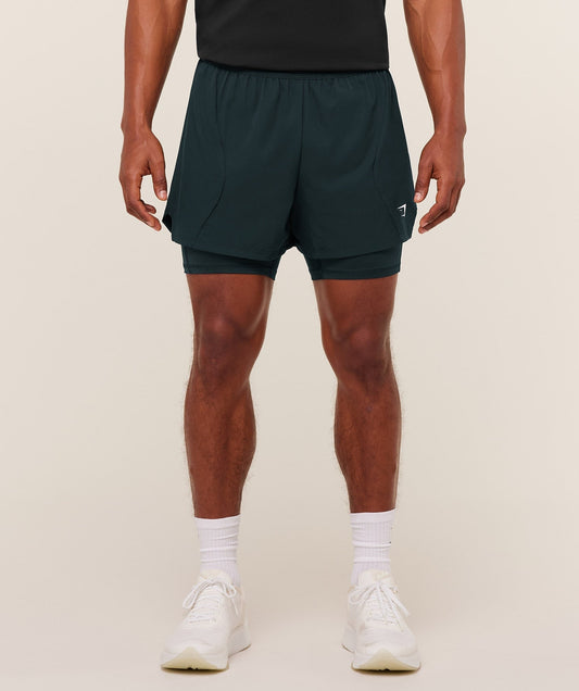 Gymshark Running 4" 2in1 Shorts - Deep Petrol Blue