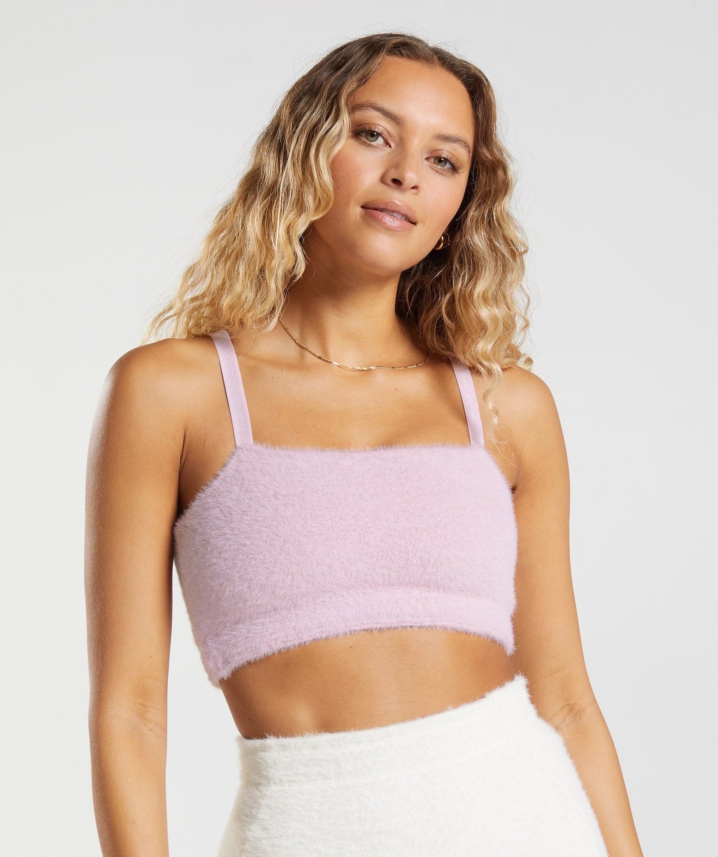 DNU Gymshark Whitney Eyelash Knit Bandeau - Pressed Petal Pink