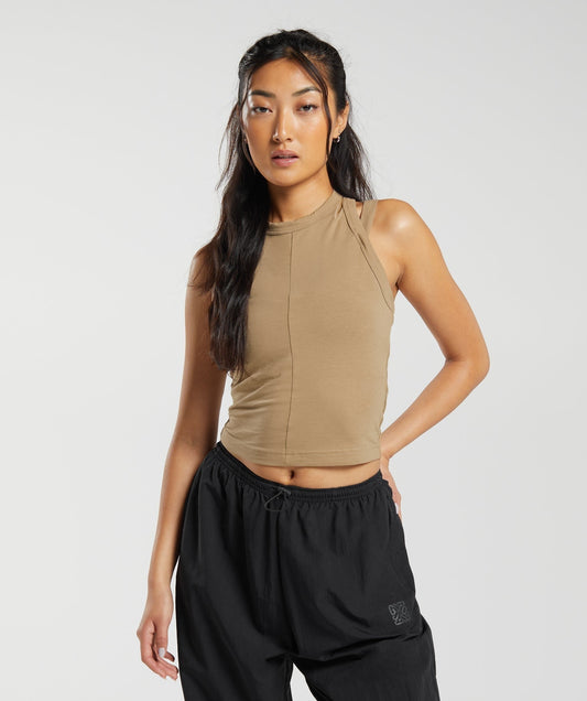 Gymshark Cotton Strappy Midi Tank - Deep Fawn Brown