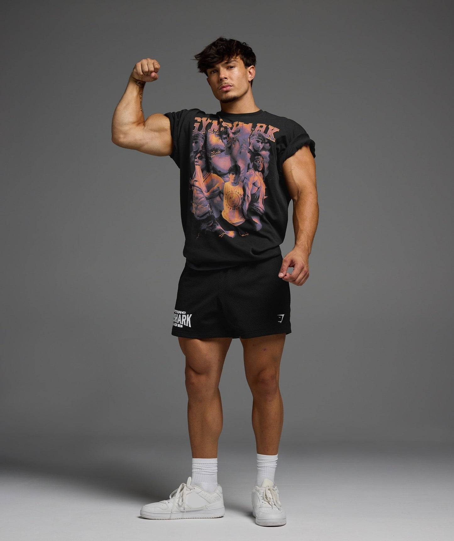 Gymshark Mens Athlete Bootleg Graphic T-Shirt - Black