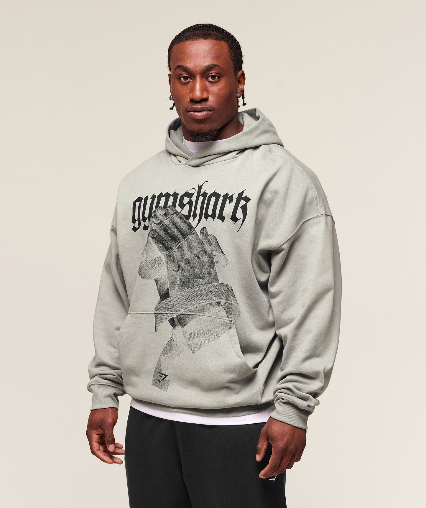 Gymshark Prayer Hands Hoodie - Stone Grey