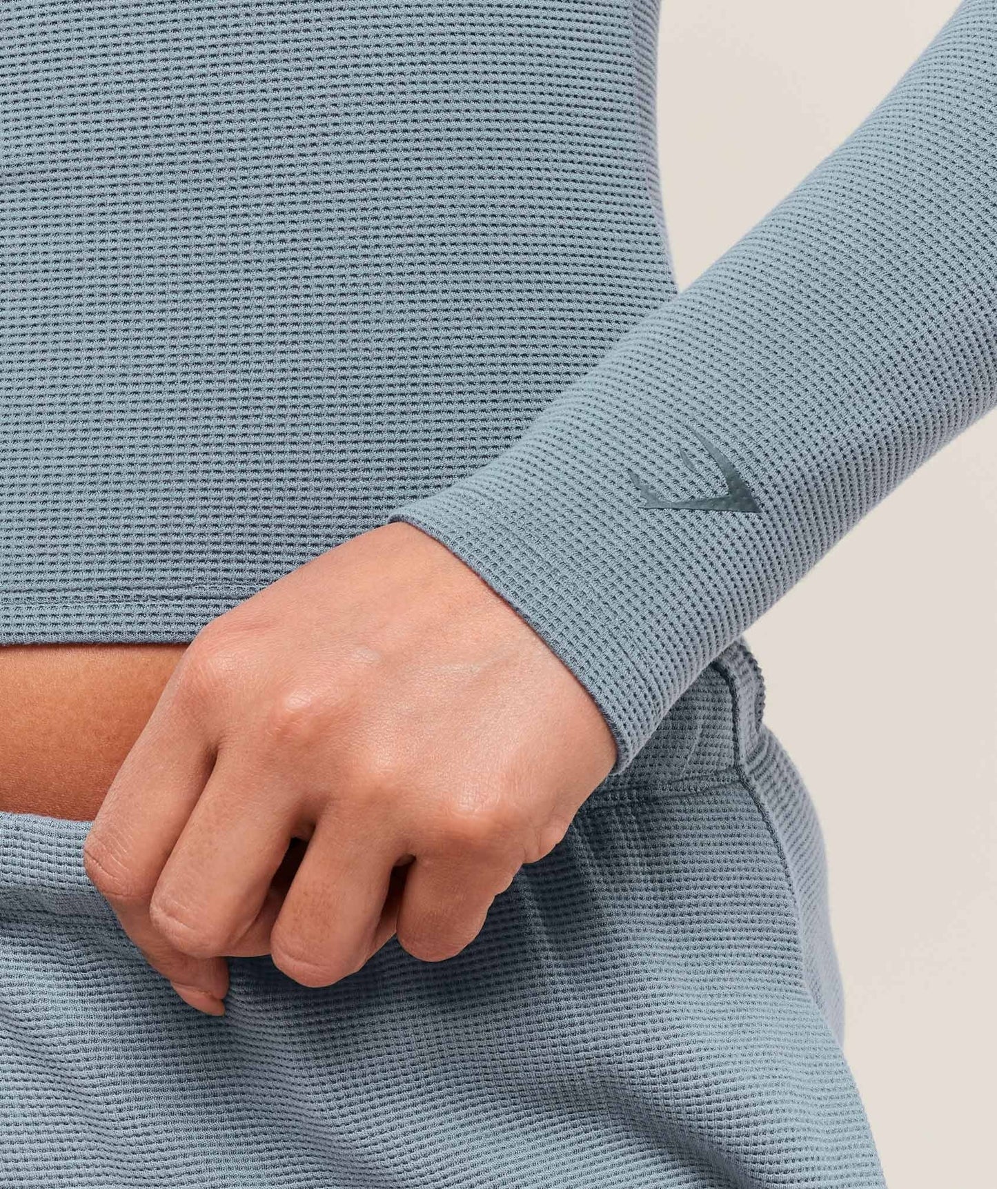 Gymshark Waffle Long Sleeve Top - Iron Blue