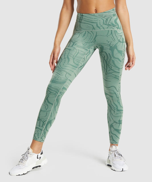 Gymshark GS Power Support Leggings - Green Print