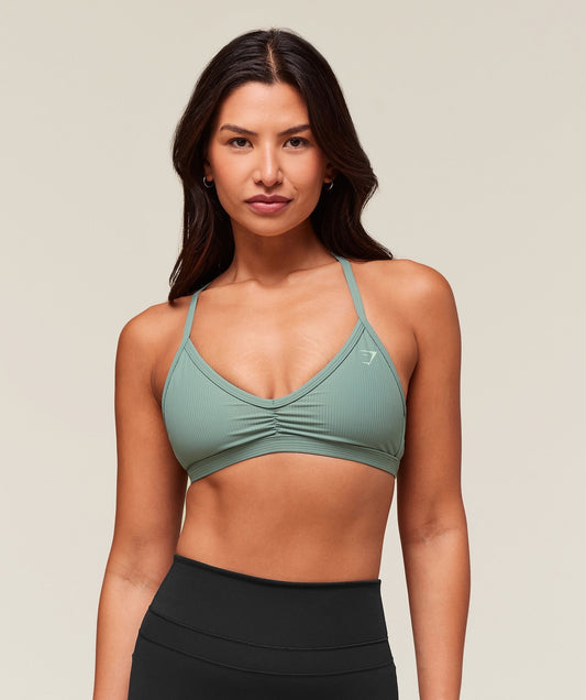 Gymshark Ribbed Minimal Sports Bra - Celeste Blue