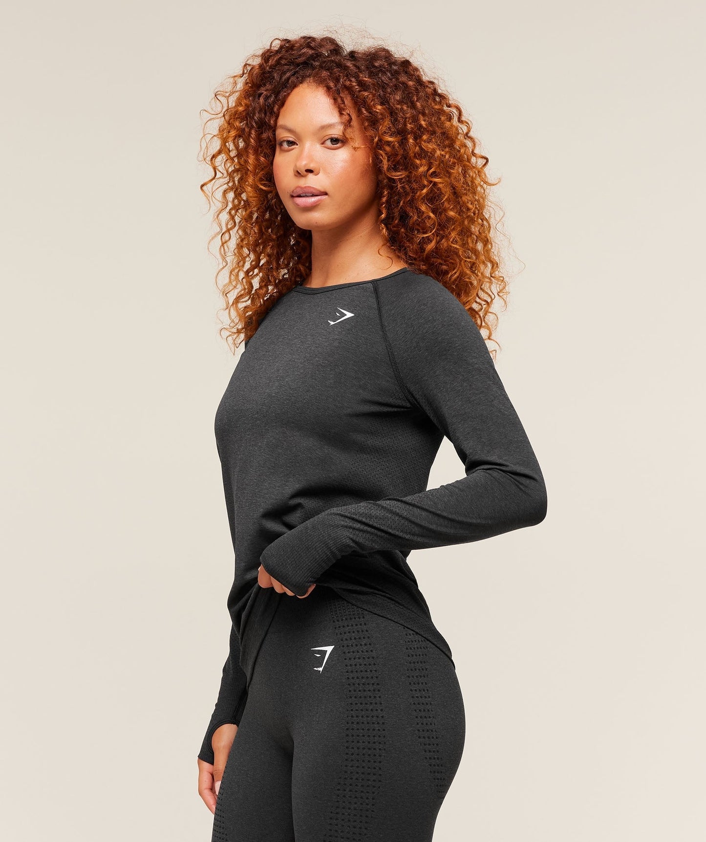 Gymshark Vital Seamless Light Long Sleeve Top - Black Marl