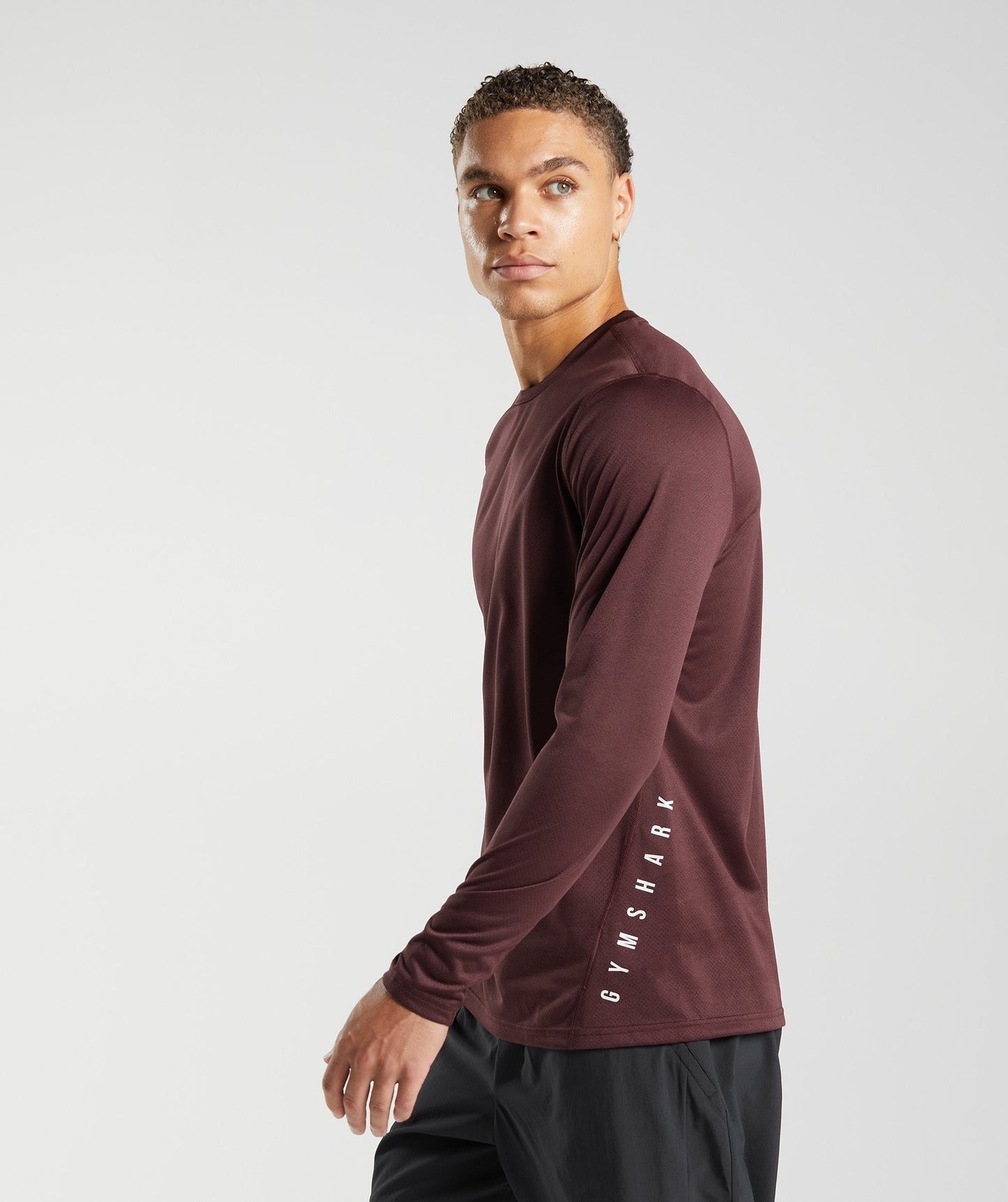 Gymshark Sport Long Sleeve T-Shirt - Baked Maroon/Black Marl