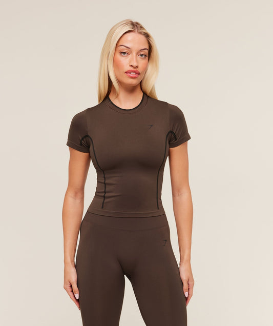 Gymshark Everyday Seamless Contrast Tee - GS Archive Brown/GS Black