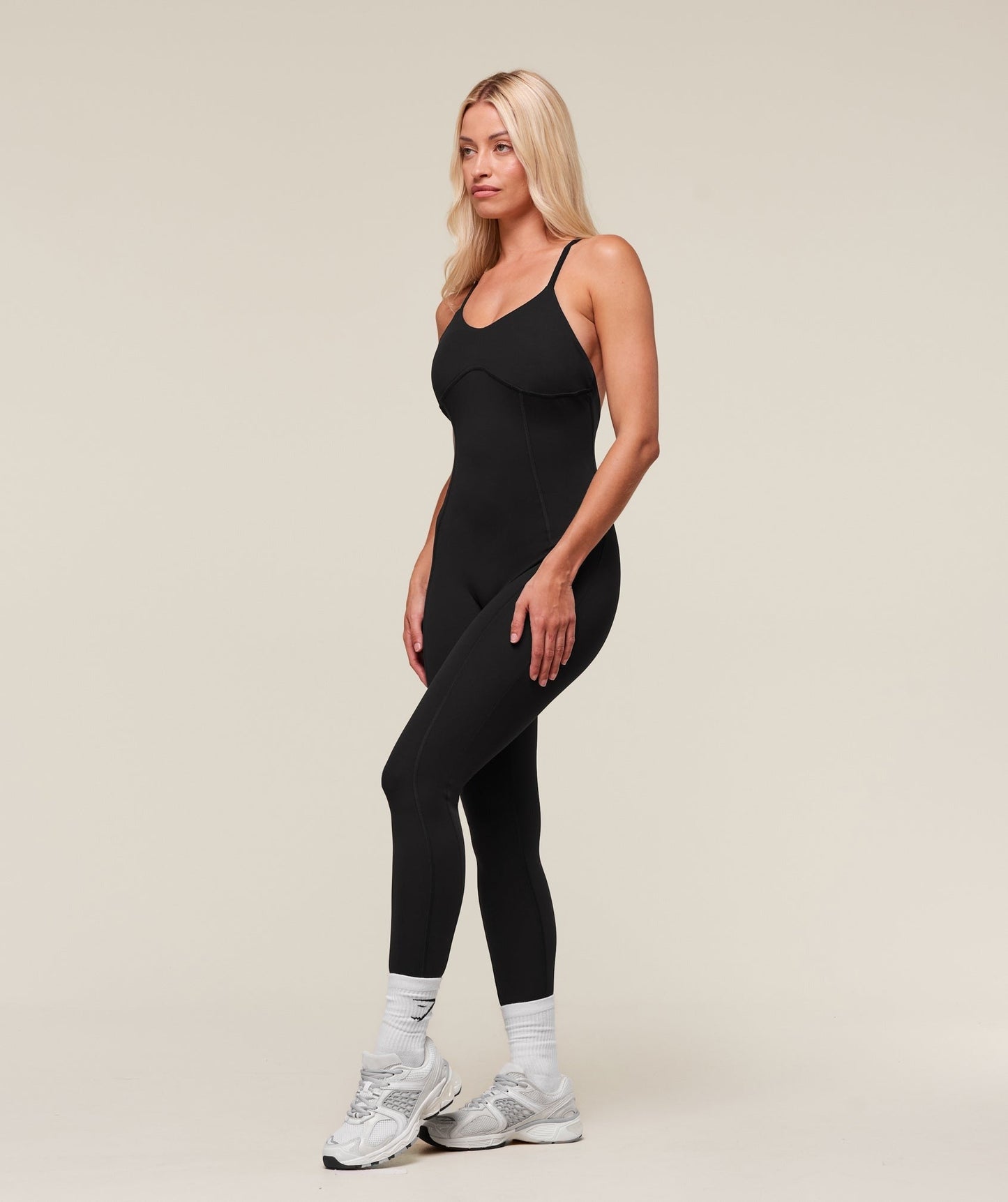 Gymshark Strappy All in One Full Length - Black/White
