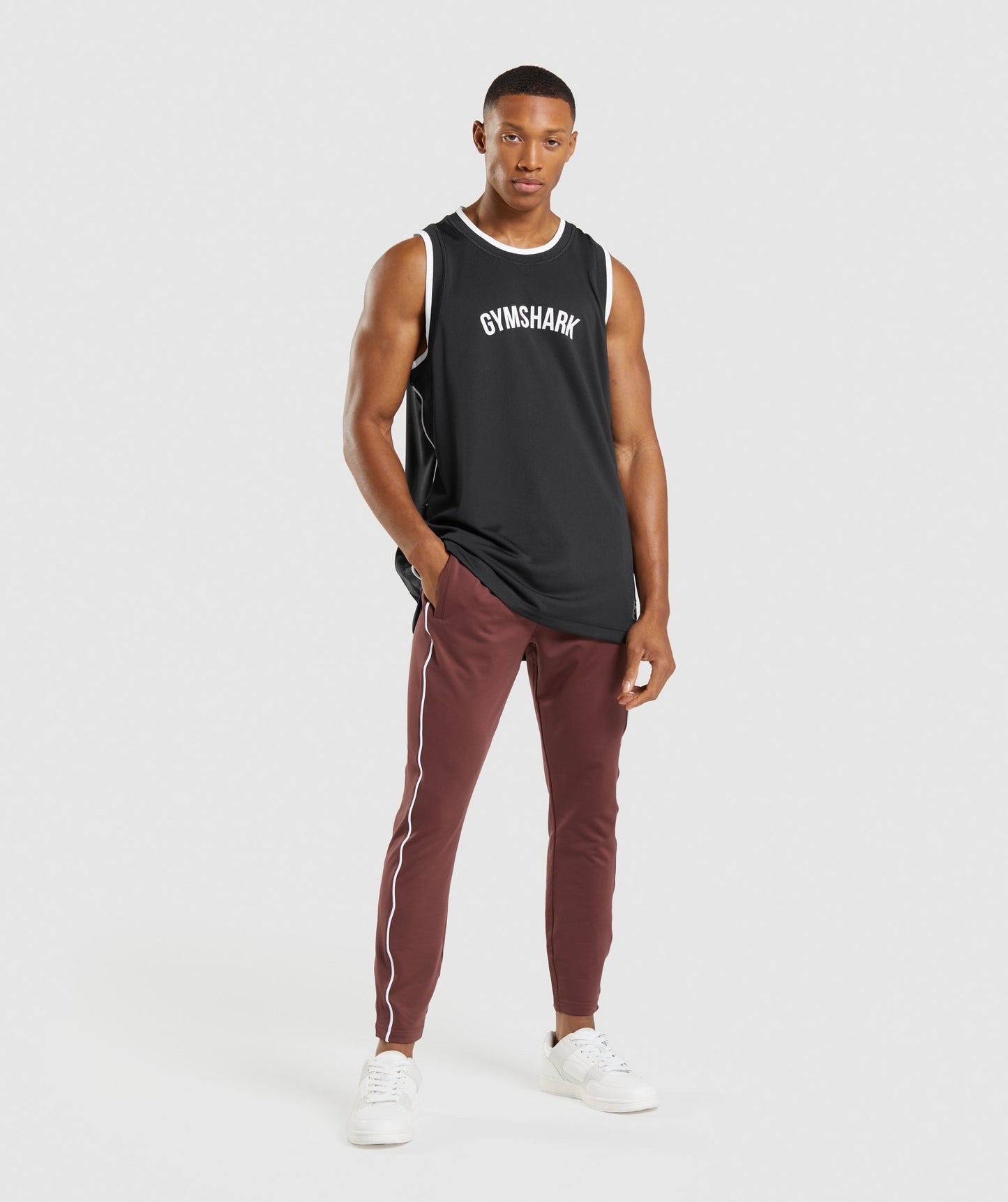 Gymshark Recess Joggers - Cherry Brown/White