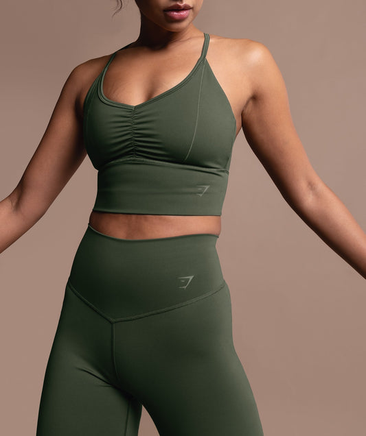 Gymshark ELEVATE LONGLINE SPORTS BRA - Moss Olive