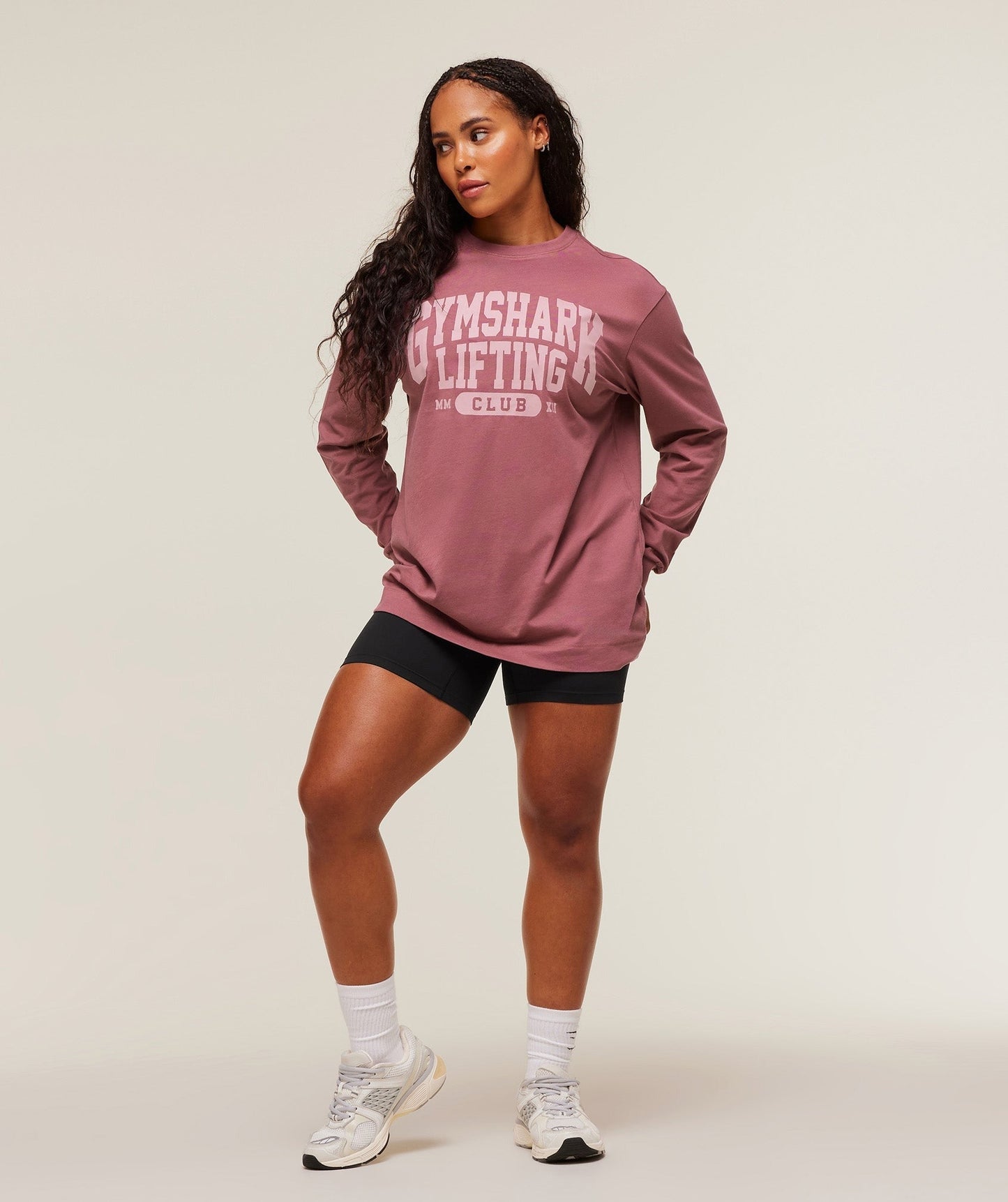 Gymshark Lifting Club Graphic Oversized Long Sleeve T-Shirt - Reset Pink