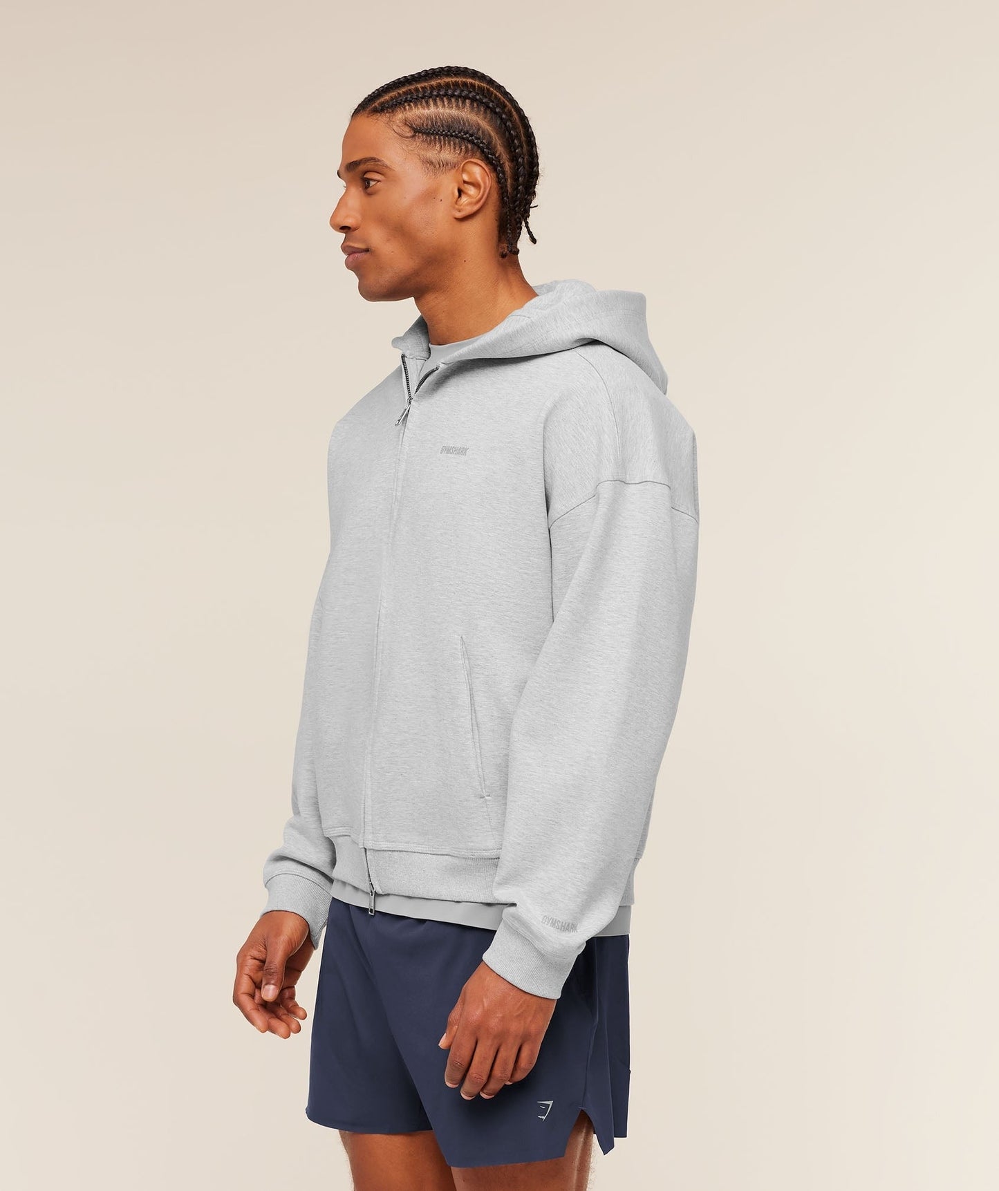 Gymshark Evolve Lightweight Zip Through Hoodie - Bros Soft Grey Marl