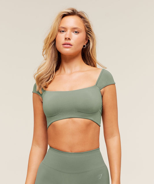 Gymshark Soft Sculpt Cap Sleeve Bralette - Unit Green