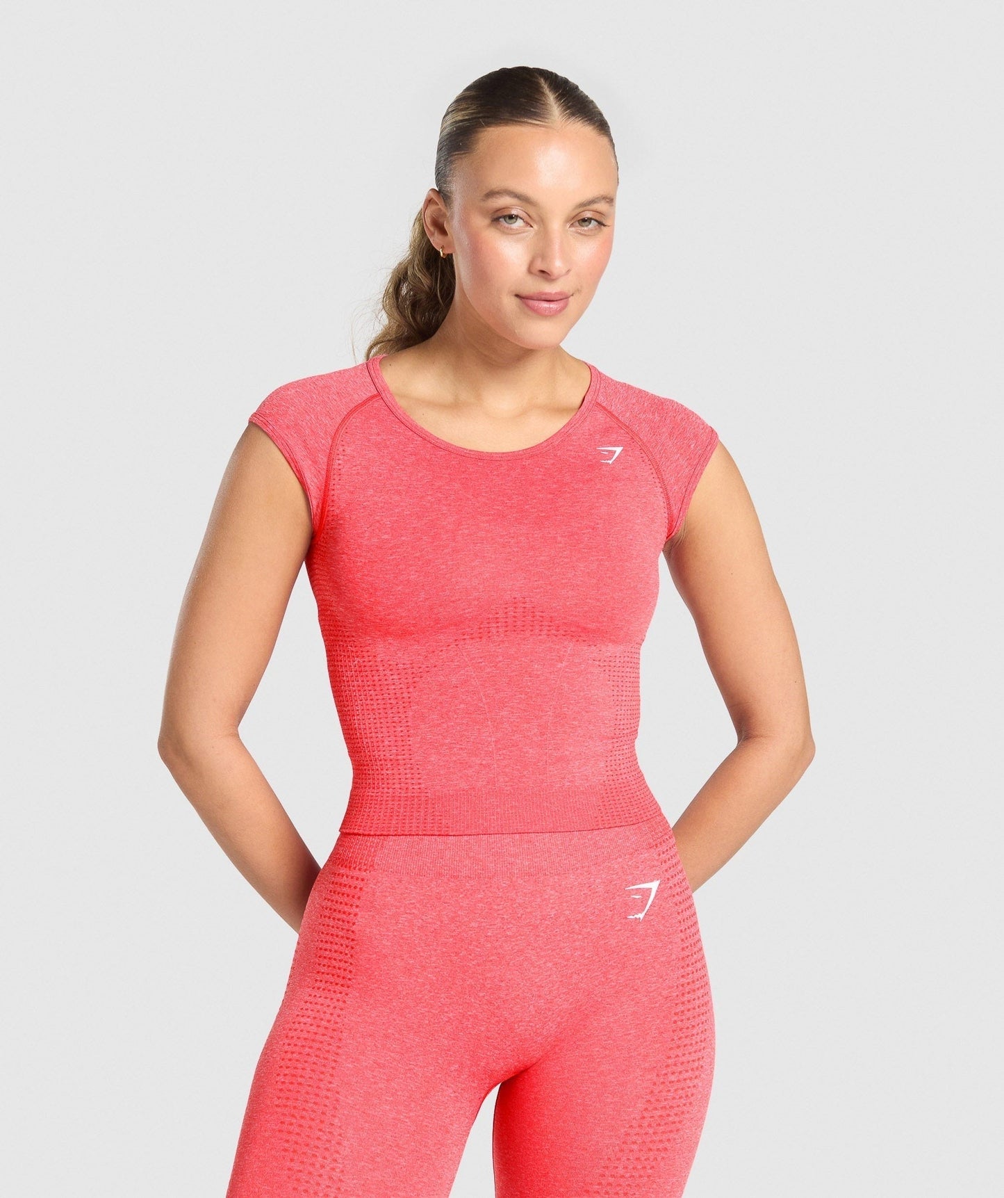 Gymshark Vital Scoop Neck Top - Coral Red Marl
