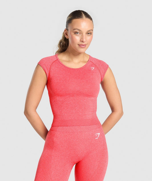 Gymshark Vital Scoop Neck Top - Coral Red Marl