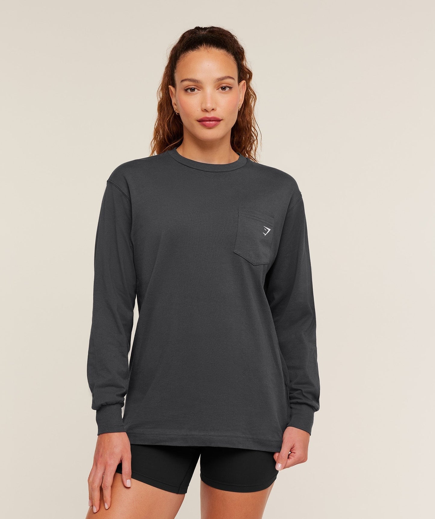 Gymshark Heavy Duty Oversized Long Sleeve T-Shirt - Onyx Grey