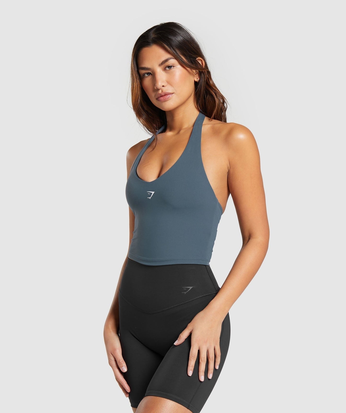 Gymshark Halter Neck Cami with Shelf - Titanium Blue